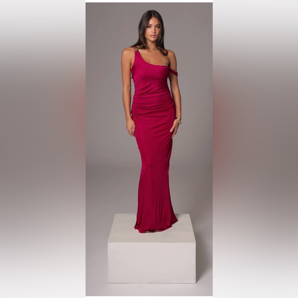 JLUXLABEL One-Shoulder Fuchsia Dress